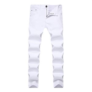 2018 Hommes Stretch Jeans Mode Blanc Denim Pantalon Pour Homme Printemps Et Automne Rétro Pantalon Casual Hommes Jeans Taille 28-42 Y190228w