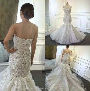 2019 robes de mariée sirène luxe cristal dentelle mariage robes de mariée grande taille Boho robe de mariée
