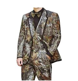 2021 Modest Camo Printed Groom Tuxedos Made-Mated Groomsmen Best Man Suit Wedding Men's Costumes Maridegroom (veste + pantalon + VILL + TIE + KERCHIEF)