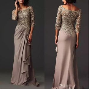 2020 bescheiden avondjurken elegante pure kanten moeder van de bruid jurken formele Arabische lange mouwen vloer lengte bruiloft gasten jurk
