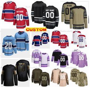 2022 Reverse Retro Custom hockeyshirts Slafkovsky Caufield Price Gallagher Suzuki Anderson Camo Fights Cancer Dach Harvey-Pinard Dvorak Hoffman Drouin Monahan