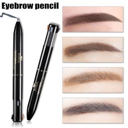 2018 Nieuwe 4 in 1 Wenkbrauw Potlood Eenvoudig te gebruiken Roterende Gedrukte Eyeliner Pen Langdurige Waterdichte Roterende Wenkbrauw Make-up Pen