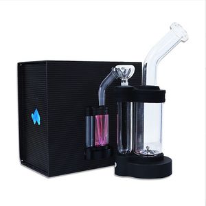 LED Plasma Cool Hookah Black Box Packs 14mm Vrouwelijke gewricht met Kom Waterleidingen 12 Inch Glasbongen 123mm Basediameter 5mm Dikke Olie DAB RIGS