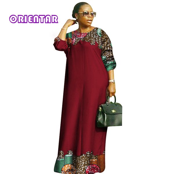 2018 nouvelles robes africaines pour femmes Design de mode dashiki femmes bazin riche o-cou longue robe ample dashiki plus la taille 6xl WY2879