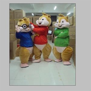 2018 nouveau costume de mascotte Alvin et les Chipmunks Chipmunks Cospaly personnage de dessin animé adulte costume de fête d'Halloween Carnaval Cos256Z