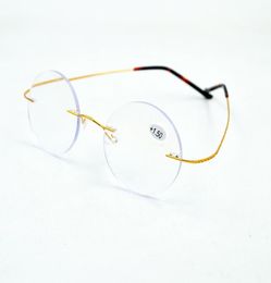 2018 nouvelles lunettes de lecture rondes en or AntiBluRay légères en titane sans monture Steve Jobs style Circle Readers6201210