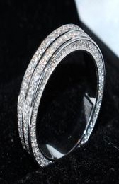 2018 Nouvelle arrivée Superbes bijoux de luxe Victoria 925 Pave argentée sterling Établissement de sapphire blanc CZ Diamond Women Band de mariage RI9496412