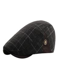 2018 nouveauté hiver hommes Plaid Vintage Ajustable Gatsby casquette à pointe gavroche béret chapeau men039s hiver chapeaux bonnet femme4009723