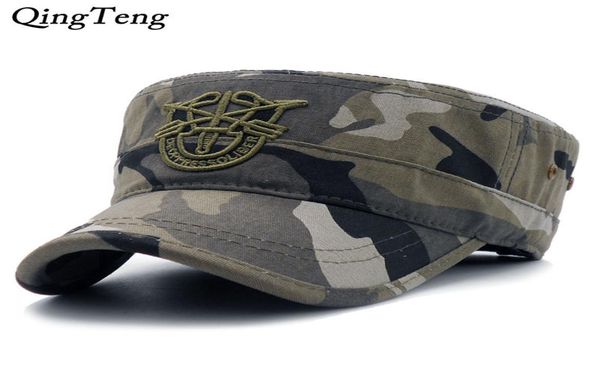 2018 NUEVAS LLEVADAS CAP FLATO Ejército Capilla de béisbol Men Tactical Navy SEAL Ejército Capa de camuflaje Visor ajustable Sol Hats Y190520048765012