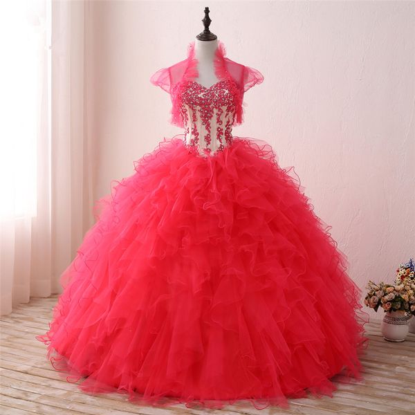 2018 Recién Llegado Foto Real Sexy Vestido de Bola de Cristal Vestido de Quinceañera con Apliques de Lentejuelas Dulce 16 Vestido Vestido de Debutante Vestidos BQ130