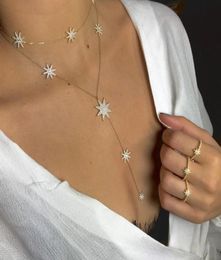 2018 Nuevo llegado chispeante estrella encanto Y forma larga lariat cadena de eslabones collares para mujeres sexy niña color oro moda boda joya4875596