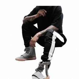 2018 Nouveau Automne Hommes Sweatswear Pantalon Hip Hop Bande latérale Taille élastique Rétro Fi Pantalon de survêtement Z4Eu #