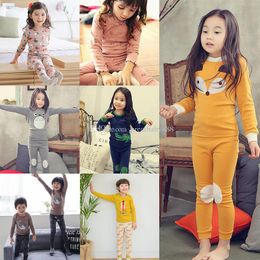 2018 nouveau bébé pyjamas tenues coton garçons filles Animal renard imprimé top + pantalon 2pcs / set dessin animé enfants Vêtements Ensembles 31 styles C3372