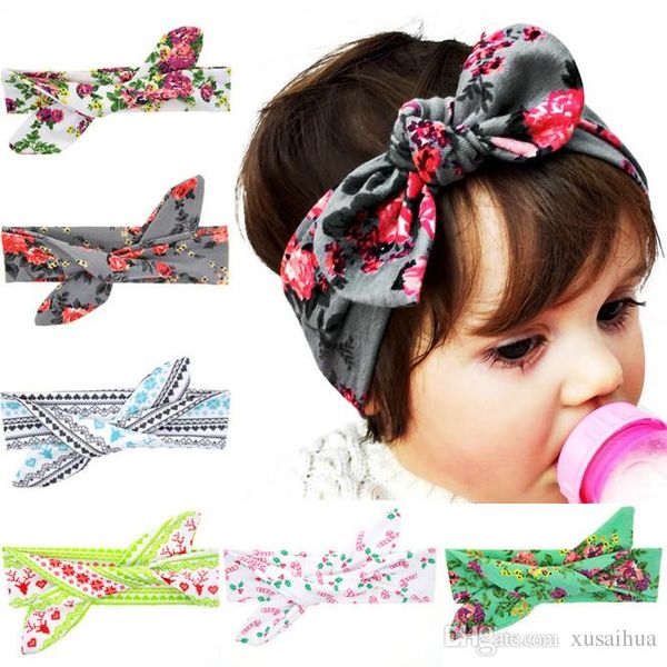 Bébé lapin oreille bandeau bricolage cravate noué coton bandeau bohême noël fille topknot bandeaux