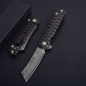 Top Kwaliteit VG10 Damascuss Steel Blade Flipper Folding Razor Black Stone Wash Steels Handvat Kogellager Fast Open EDC zakmessen