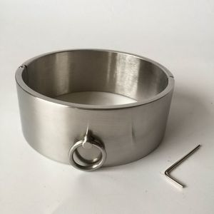 2018 nouveaux jouets sexuels BDSM Sm collier robuste en acier inoxydable de luxe/collier de verrouillage en fer épais poli miroir