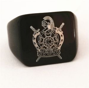 Black Gold Silver Masonic Demolay Ring langs Master Knight van Columbus Rings Knights Tempeliers vrijmetselarij Cross -sieraden voor mannen Unieke stijl Hoog gepolijst nieuw