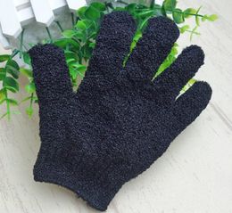 2018 nuevo Black Peeling Glove Scrubber Five Fingers Exfoliating Tan Removal Bath Mitts Paddy Soft Fiber Masaje Bath Glove Cleaner4990184