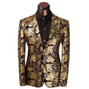 2018 nouvelle marque vêtements de luxe hommes Costume veste doré Costume à fleurs hommes Slim Fit Costume Homme robe de mariée taille XS-6XL