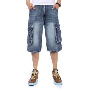 2018 NOUVELLE Marque Hommes Grande taille Lâche baggy Short jeans pour hommes garçon Hip Hop Skateboard pantalon pour Rappeurs Rap pantalon bleu hiphop