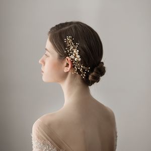 Nuevos tocados de novia peineta para el cabello con perlas y diamantes de imitación accesorios para el cabello para novias BW-HP384