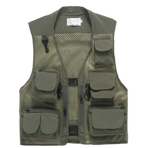 2018 NIEUW CASUAL LOSS MESH MENS Vest xxxl zomerwerk multi-pocket fotografie vest mannen mannelijke verslaggever mouwloze jas