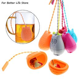 1 Pc 15g café thé outils créatif mignon hibou passoire sachets de thé de qualité alimentaire Silicone feuilles mobiles infuseur filtre diffuseur amusant dessin animé accessoires GF1125