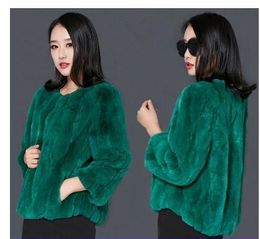 2018 nieuwe ontwerp vrouwen luxe echte rex konijnenbont O-hals losse effen kleur driekwart mouw korte bontjas casacos plus size 5XL