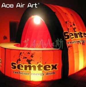 Support de tente de cabine de barre gonflable de type demi-ouvert de différentes tailles personnalisées avec lumières LED fabriquées en Chine pour la publicité en vente