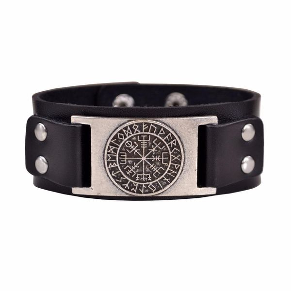 Livraison directe Viking Vegvisir boussole pendentifs Bracelet Norse Runes hommes bijoux Odin symbole Bracelet en cuir