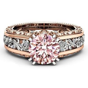 2018 Nieuwe Mode 18K Rose Gold Color Ring Trend Kleur Stone Topaz Champagne Kleur Ring Groothandel