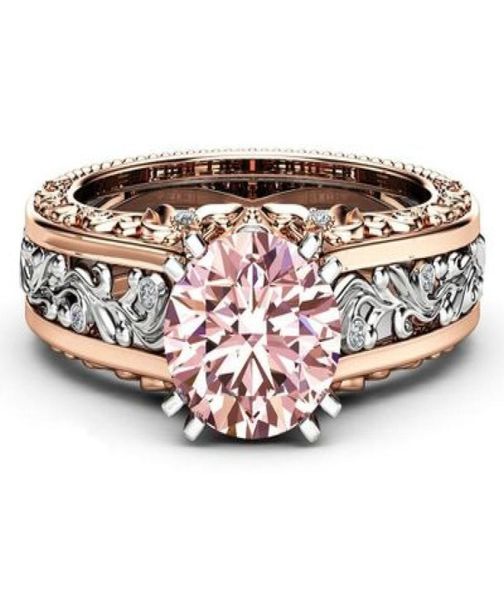 2018 nueva moda 18K anillo de color oro rosa tendencia color piedra topacio color champán anillo entero8810812
