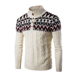 2018 nieuwe mode merk casual lange mouwen trui stand kraag truien slanke mannen etnische stijl patroon truien S18101801