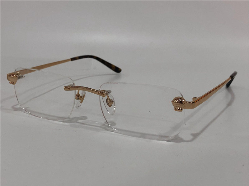 2018 neue Modedesigner Optische Gläser und Sonnenbrille 01480 Quadratisch Randlose Rahmen Transparente Linse Tierbeine Vintage Einfache Stil CLEA