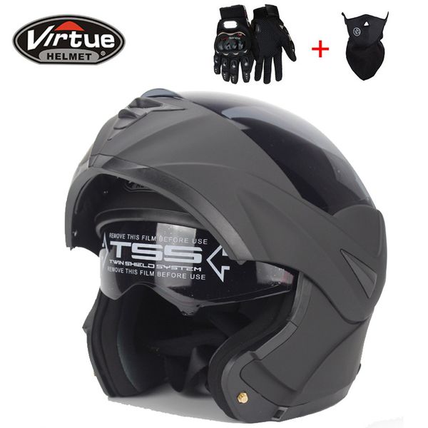 Mode double lentille flip up casque de moto motocross intégral fit pour hommes femmes