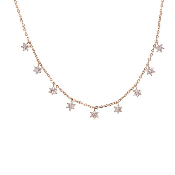 2018 nouvelle mode goutte étoile floer collier ras du cou collier étoile d'or pour les femmes jolie fille sexy délicat brillant cz couche de station starter284K