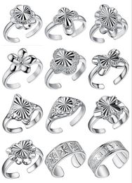 2018 nieuwe mode plated 925 sterling zilveren ring kan worden aangepast opening ring liefde hart bloem boog ringen mix 12 stijl 12 stks