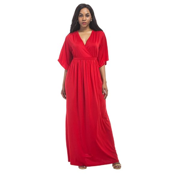 Fashion Plus Size Womens Long V-Neck Kaftan Sleeve Short Maxi Dress Pour Filles, Dames Et Femmes Enceintes