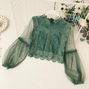2018 nieuwe Mode Zomer Borduren Shirt Vrouwen Kleurrijke Bloemen Blouse Elegante Sexy Perspectief mesh Tops