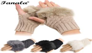 2018 nouvelle mode hiver bras plus chaud gants sans doigts tricoté fourrure garniture gants mitaine N30206054756