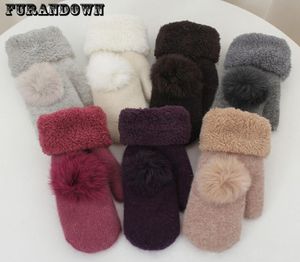 2018 nouvelle mode hiver gants sans doigts mitaines pour femmes fourrure Pom Poms chaud laine gant S10258988708