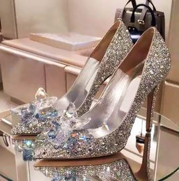 2018 nieuwe mode vrouwen hoogwaardige cinderella kristallen schoenen bruids strass trouwschoenen met bloem lederen grote kleine maat 33 tot40