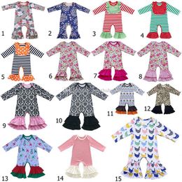 2018 nieuwe floral ruche romper baby jongen meisje jumpsuits katoen kinderen gegolfde pyjama's kids klim kleding 37 stijlen C3378