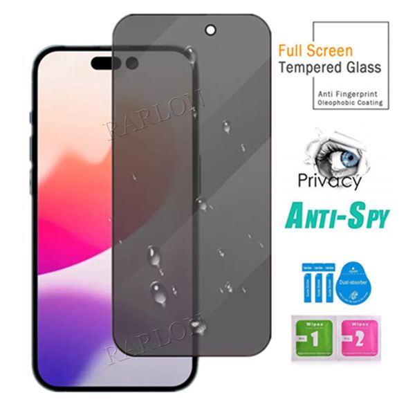 Pantalla de pantalla de privacidad de pegamento completo Película Temperada Vidrio ANTI-SPY 9H Dureza para iPhone 15 14 PRO MAX 14PRO 13 13PRO 12 MINI 11 XS XR X 8 7 6 Plus Ventas de fábrica