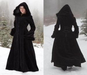 2018 Nouvelle Fourrure Hallowmas Capes À Capuchon D'hiver Capes De Mariage Wicca Robe Manteaux Chauds Mariée Veste De Noël Noir Événements Accessoires5647422197