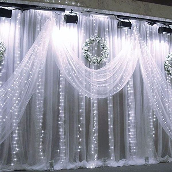Nuevo 3x6M 600 LED cortina de ventana carámbano guirnaldas de luces decoración del banquete de boda guirnalda de Navidad iluminación interior exterior hogar