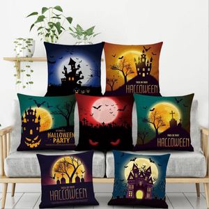 2021 Collectie Halloween Gift Kussen Case Linnen Vierkant Kussens Gevallen Hallowmas Home Decor Kussensloop Cover Party Kussensloop Cartoon Kussenhoezen