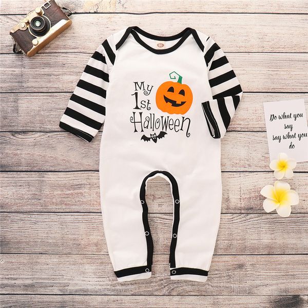 2018 NUEVA Halloween Kids Ropa de algodón Baby Baby My 1st Halloween Jumpsuit para niños para niñas Letra impresa