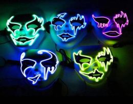 2018 New Halloween Scary Mask Cosplay Costume Costume Mask El Wire Light Up the Purge Movie Flash LED Festival Costume Luminous7883179