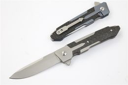 High End Flipper Mes S35VN Steenwasblad Koolstofvezel + TC4 Titaniumlegering Handvat EDC Pocket Folding Messen Nylon Case